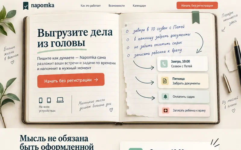 Утвержденный макет Ежедневник, главная