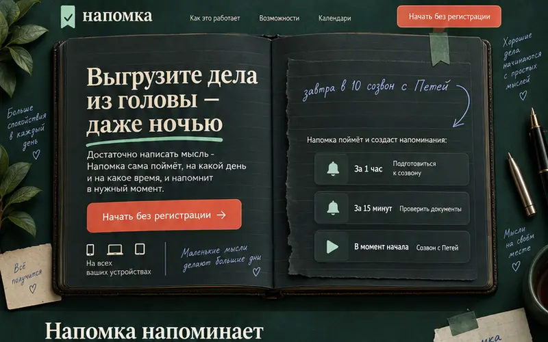 Макет Ежедневник, темная тема